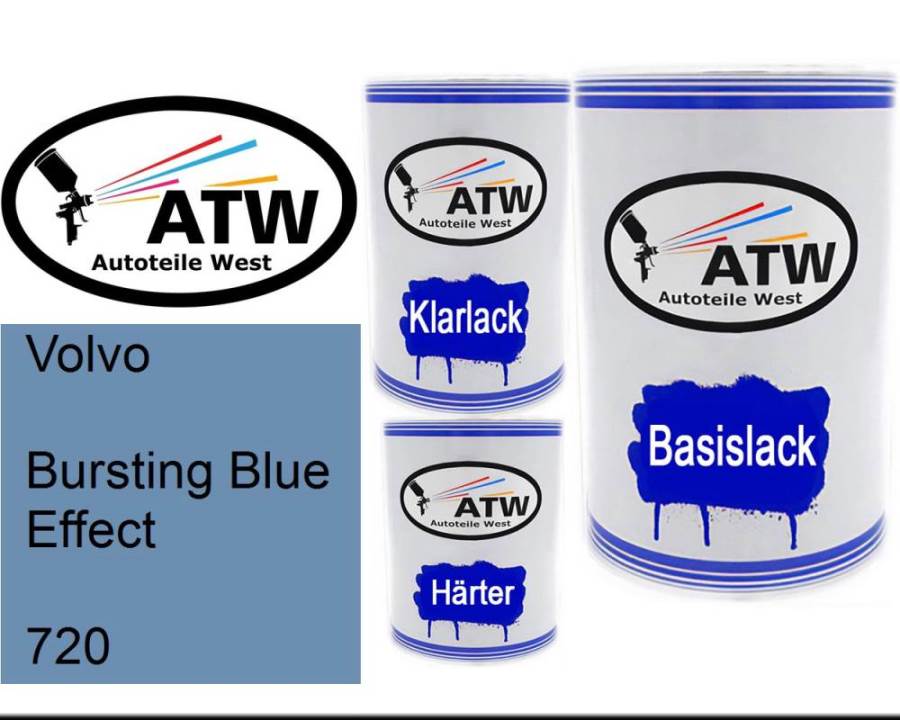 Volvo, Bursting Blue Effect, 720: 500ml Lackdose + 500ml Klarlack + 250ml Härter - Set, von ATW Autoteile West.